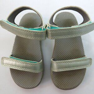 Ten Little Vegan Leather Silver Sandals, Size 8